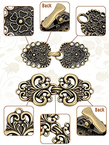4 Pieces Vintage Sweater Swirl Clip Cape Cloak Clips Retro Cardigan Clip Shawl Collar Clasp Dress Shirt Brooch Clip (Bronze,Classic)