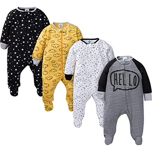 Baby Boys' 4 Pack Sleep 'N Play Footie, Star, 0-3 Months