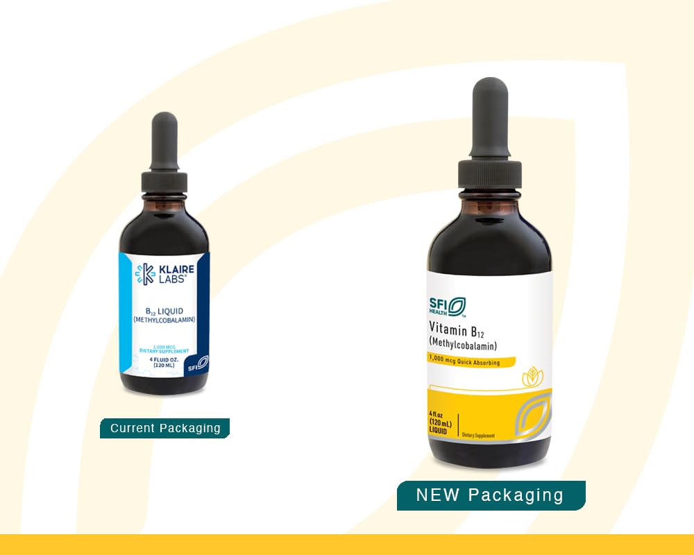 SFI Health Vitamin B12 Liquid - Methylcobalamin B12 Drops - Formulated for Superior Absorption - Support Healthy Cognition & Efficient Nutrient Delivery - Vegan (120 Servings, 4 Fl Oz)