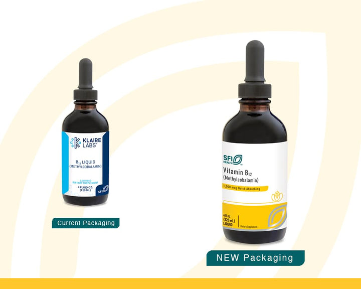 SFI Health Vitamin B12 Liquid - Methylcobalamin B12 Drops - Formulated for Superior Absorption - Support Healthy Cognition & Efficient Nutrient Delivery - Vegan (120 Servings, 4 Fl Oz)