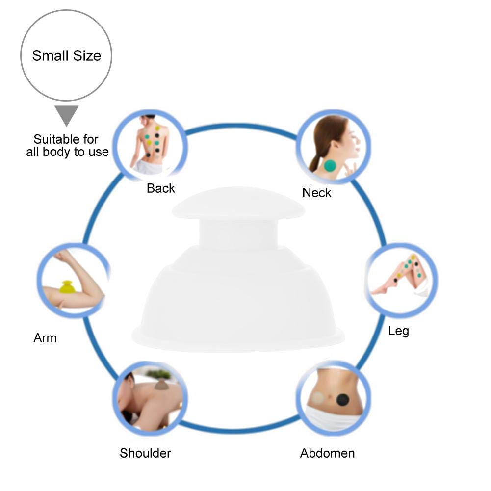 Anti Cellulite Cup, Silicone Vacuum Cups, Moisture Absorber Anti Cellulite Vacuum Cupping Cup Massage,Chinese Medical Vacuum Body Cupping Set Massage Therapy Acupressure(White)