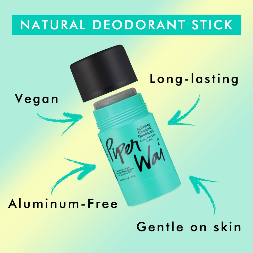 Natural Deodorant w/Activated Charcoal | Odor Protection, Vegan, Aluminum Free, Shark Tank Product for Women & Men | Great for Travel, & Gifts | 50g Scented Stick