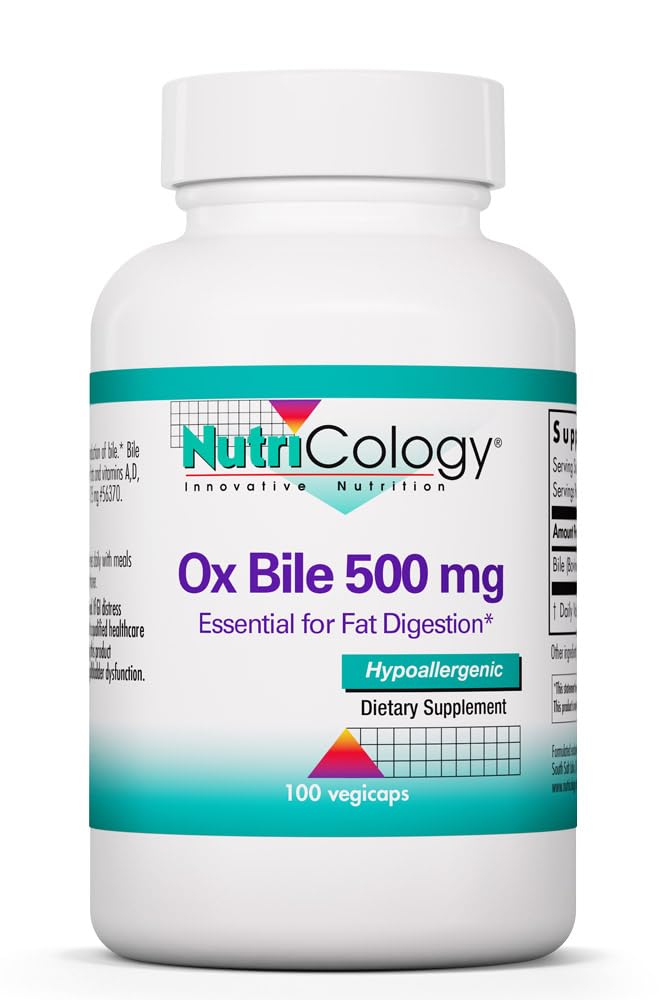 Ox Bile 500 mg - Ox Bile Supplements for No Gallbladder, Digestive Enzymes for Liver, Fat Digestion Support, Hypoallergenic Gallblader Supplements - 100 Capsules 1-Pack