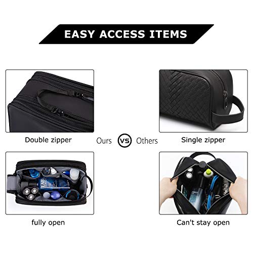 Toiletry Bag for Men, Travel Toiletry Organizer Dopp Kit Water-resistant Shaving Bag for Toiletries Accessories, Door Room Essentials, Black-medium