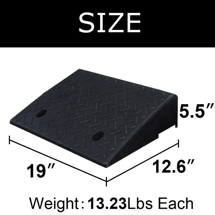 2 Pack Rubber Curb Ramps, 5.5 Inch Rise Heavy Duty Driveway Curb Ramps, Odor Free Rubber Made Curb Ramps for Driveway, Loading Dock, Sidewalk Industrial Grade Curb Ramps