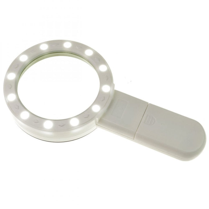 Number-One 10X LED Lighted Magnifier, Handheld Magnifying Glass Illuminated Lens with 12 Lights, 80mm Large Viewing Mirror