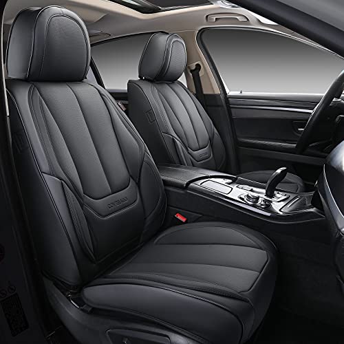 Car Seat Covers Full Set, Seat Covers for Cars, Black Car Seat Cover, Car Seat Protector Waterproof, Nappa Leather Car Seat Cushion, Car Seat Covers Front Seats and Back Fit for Most Cars