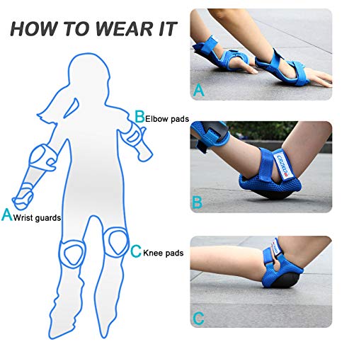 Knee Pads for Kids,Kids Knee Pads and Elbow Pads Set Child Youth 3-15 Years W/Adjustable Strap for Roller Skates Skateboard Inline Skatings Scooter
