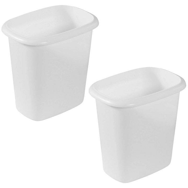 6 Quart 1.5 Gallon Traditionally Shaped Heavy Duty Lightweight Bedroom, Bathroom, and Office Wastebasket Trash Can (2 Pack)