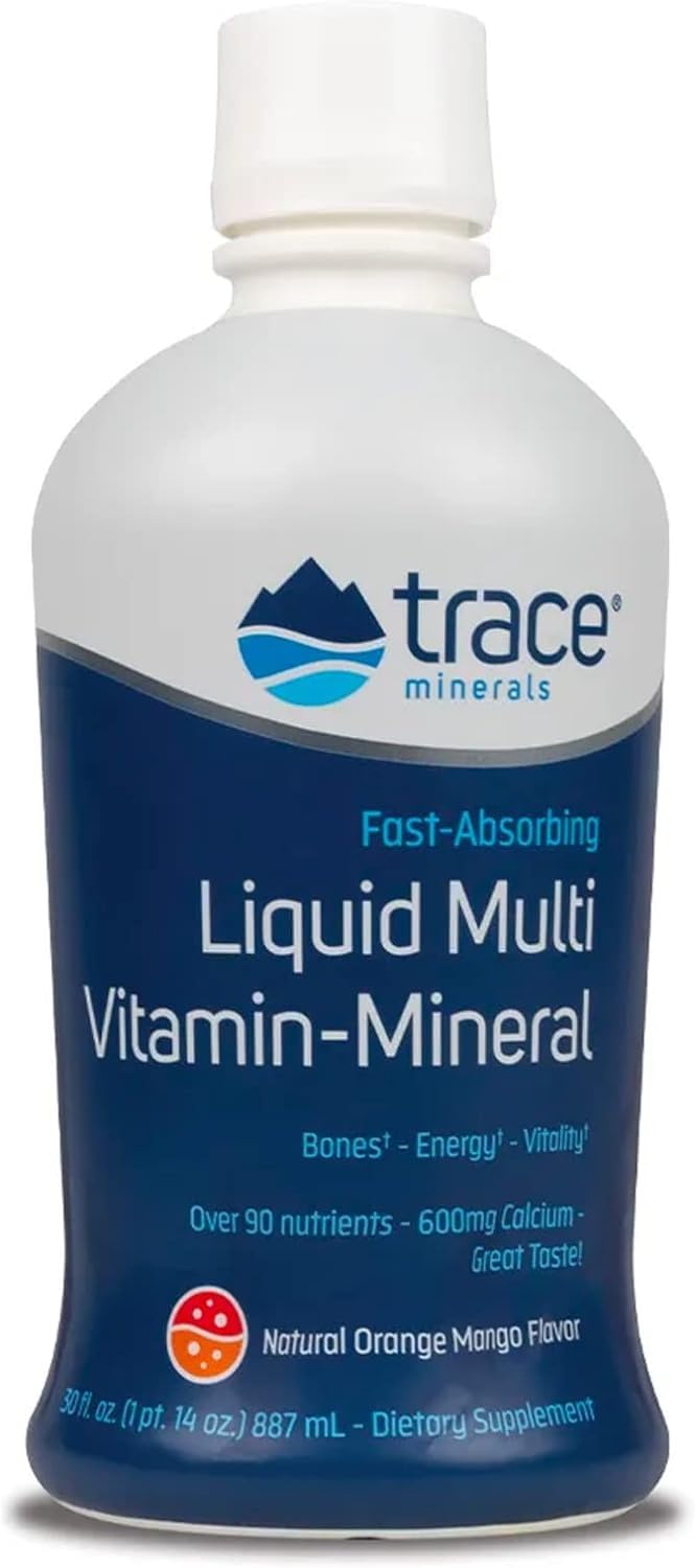 Liquid Multi Vitamin-Mineral - Aid Body Mineral Health - Vitamin & Mineral Liquid Supplement - Supports Healthy Bones & Muscles - Natural Orange Mango, 30 fl oz (30 Servings)