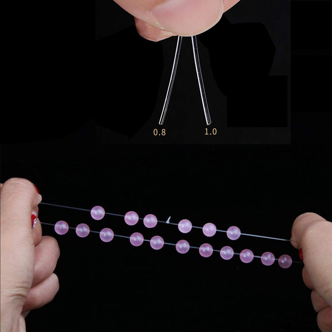 42ft Clear Bead Cord Crystal Elastic Stretchy Bracelet String for Jewelry Making Necklace Bracelet Beading Thread, 0.8 mm, 1mm