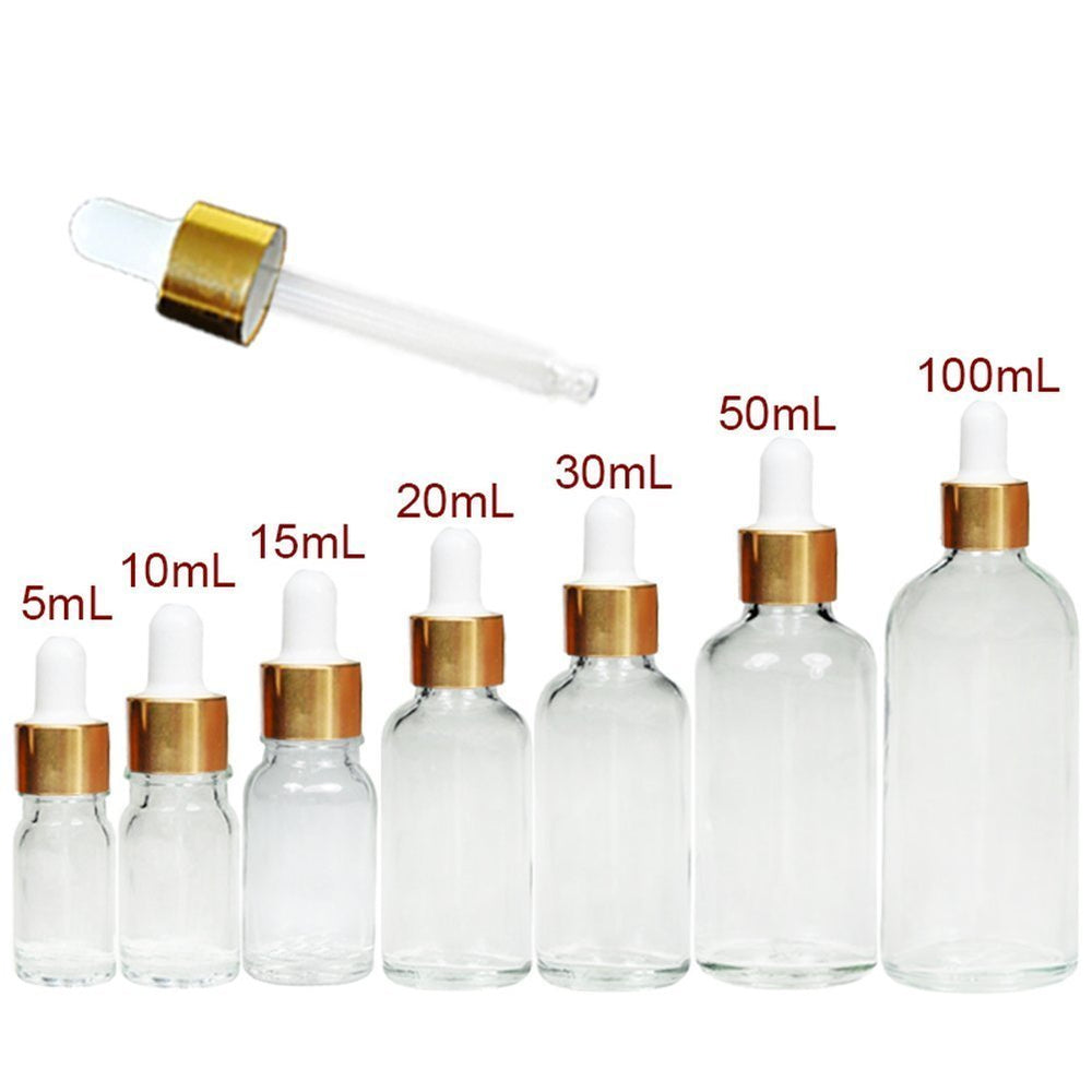 100Ml/3.3Oz: 3Pcs Portable Empty Refillable Clear Glass Essential Oil Dropper Bottles Makeup Cosmetic Sample Container Jars with Glass Eye Dropper and White Rubber Cap(100Ml/3.3Oz