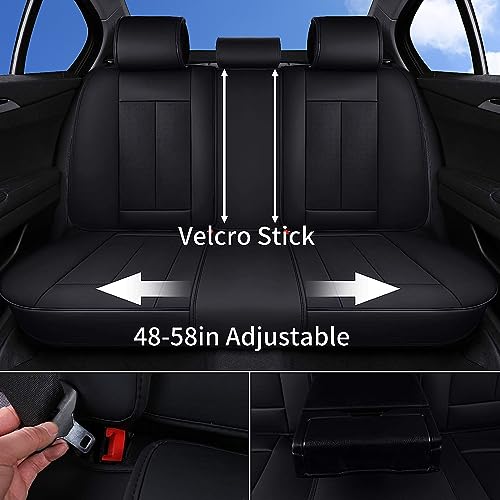 Car Seat Covers Full Set, Seat Covers for Cars, Black Car Seat Cover, Car Seat Protector Waterproof, Nappa Leather Car Seat Cushion, Car Seat Covers Front Seats and Back Fit for Most Cars
