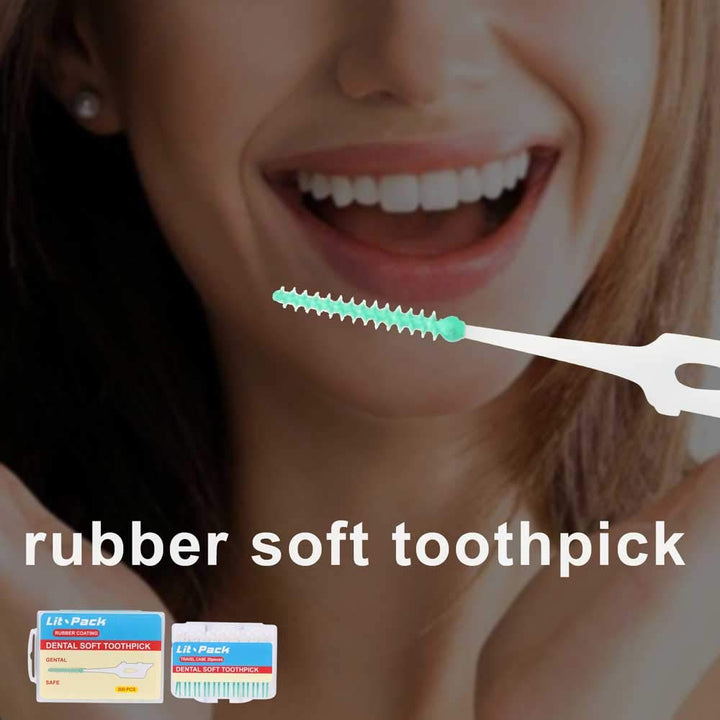 Silicone Dental Pick Interdental Brush Teeth Stick Soft Toothpick Oral Hygiene Care Tools 2 Travel Cases 1 Refill 240 Count