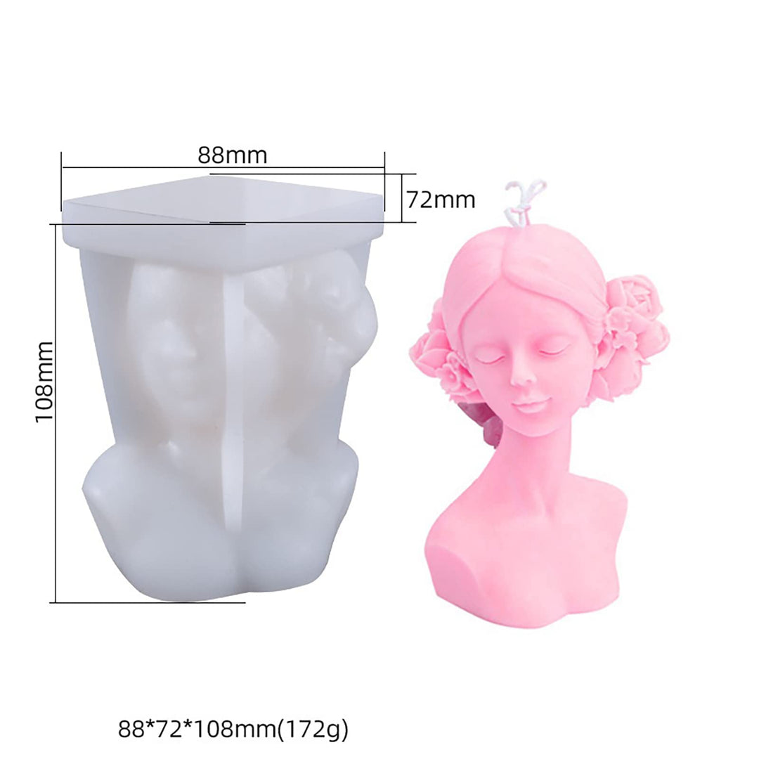 2 Pack Braid Girl Shape Portrait Candle Mold Girl Silicone Mold for Candles Body Resin Mold Portrait Silicone Mold Resin Mold DIY Aromatherapy Decoration Mold Candle Making Molds Body Mold