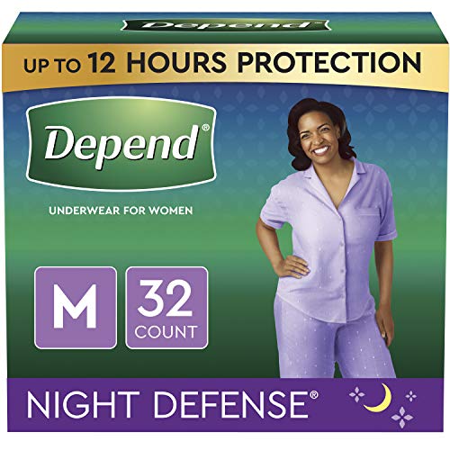 Night Defense Incontinence Underwear for Women, Disposable, Overnight, Medium, Blush, 32 Count (Packaging May Vary)