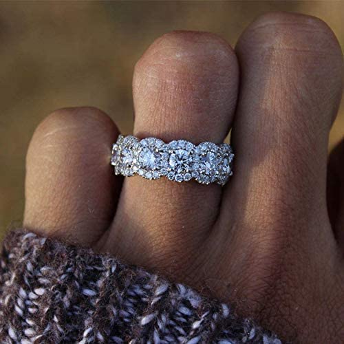 925 Sterling Silver 4 Cut Cubic Zirconia Stones Fashion Ring Engagement Wedding Bands Wedding Rings for Women Promise Anniversary Eternity Bands Rings CZ Engagement Bridal Ring (10)