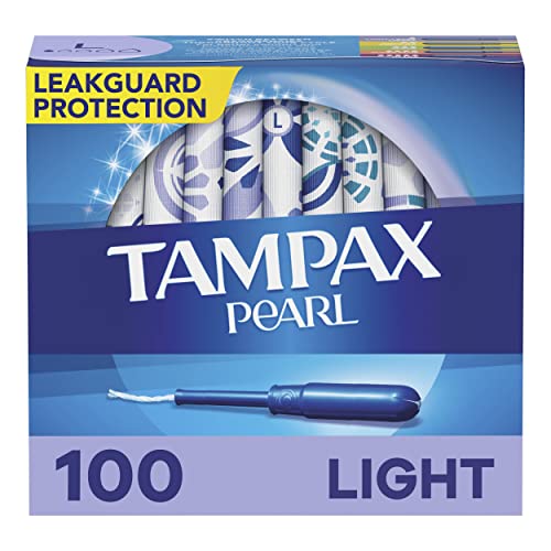 Pearl Tampons Light Absorbency, With Leakguard Braid, Unscented, 50 Count X 2 Packs (100 Count Total)