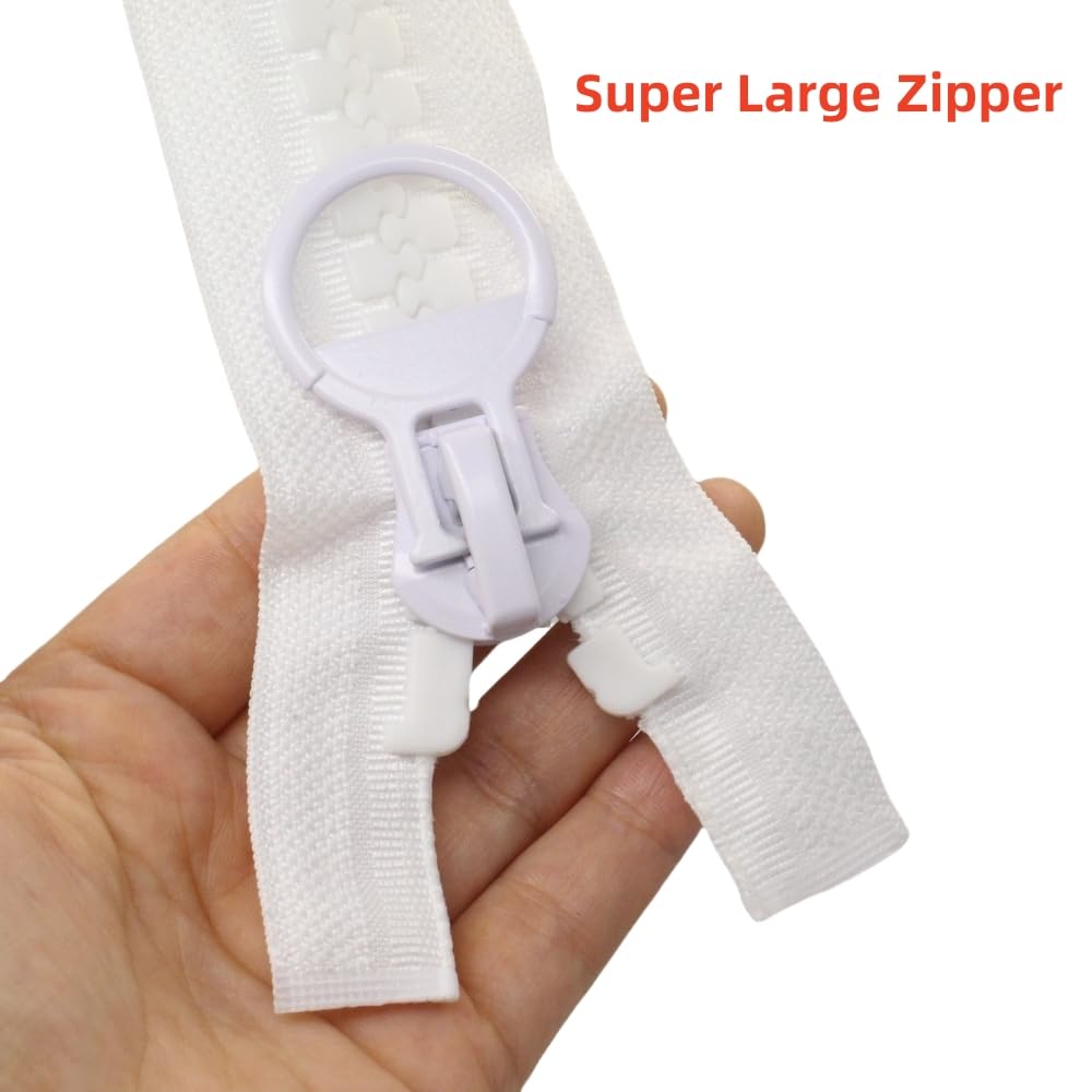 100cm #20 Super Large Separating Giant Plastic Zippers for Sewing Tents Coats Overcoats Boat Cover Canvas Heavy Duty Huge Resin Vislon Zippers (39 White)