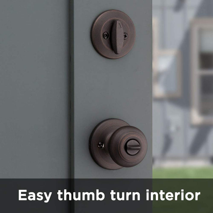 690 Cove Entry Knob and Single Cylinder Deadbolt Combo Pack in Venetian Bronze