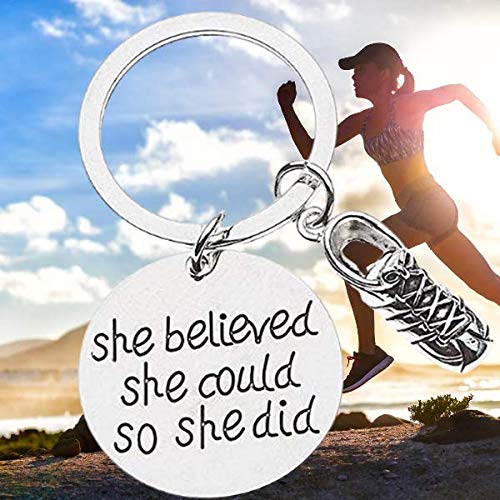 Runner Keychain, Runner She Believed She Could So She Did Keychain, Runner Gift for Women, Teens and Girls