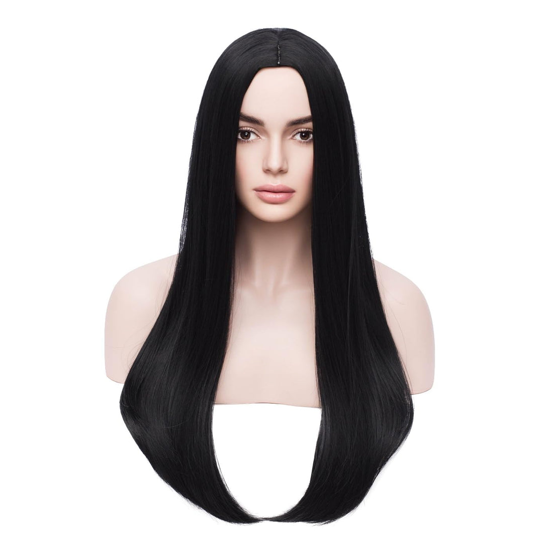 Blonde Ombre Long Straight Wigs for Women Girls Dark Roots Ash Blonde Synthetic Wigs for Daily Party Wig Cap Included