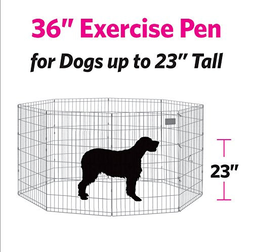 Dog Exercise Pen & Playpen, 24 W x 36 H, No Door, Black