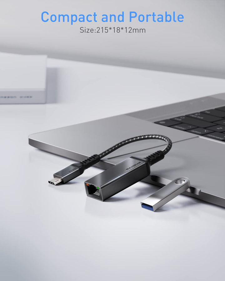 USB C to Ethernet Adapter, USB C to RJ45 Thunderbolt 3/4 Type C to Ethernet LAN Network Adapter Compatible with iPad Air 2022, iPad Pro, iMac, MacBook Air Pro (M1/M2), Dell XPS and More