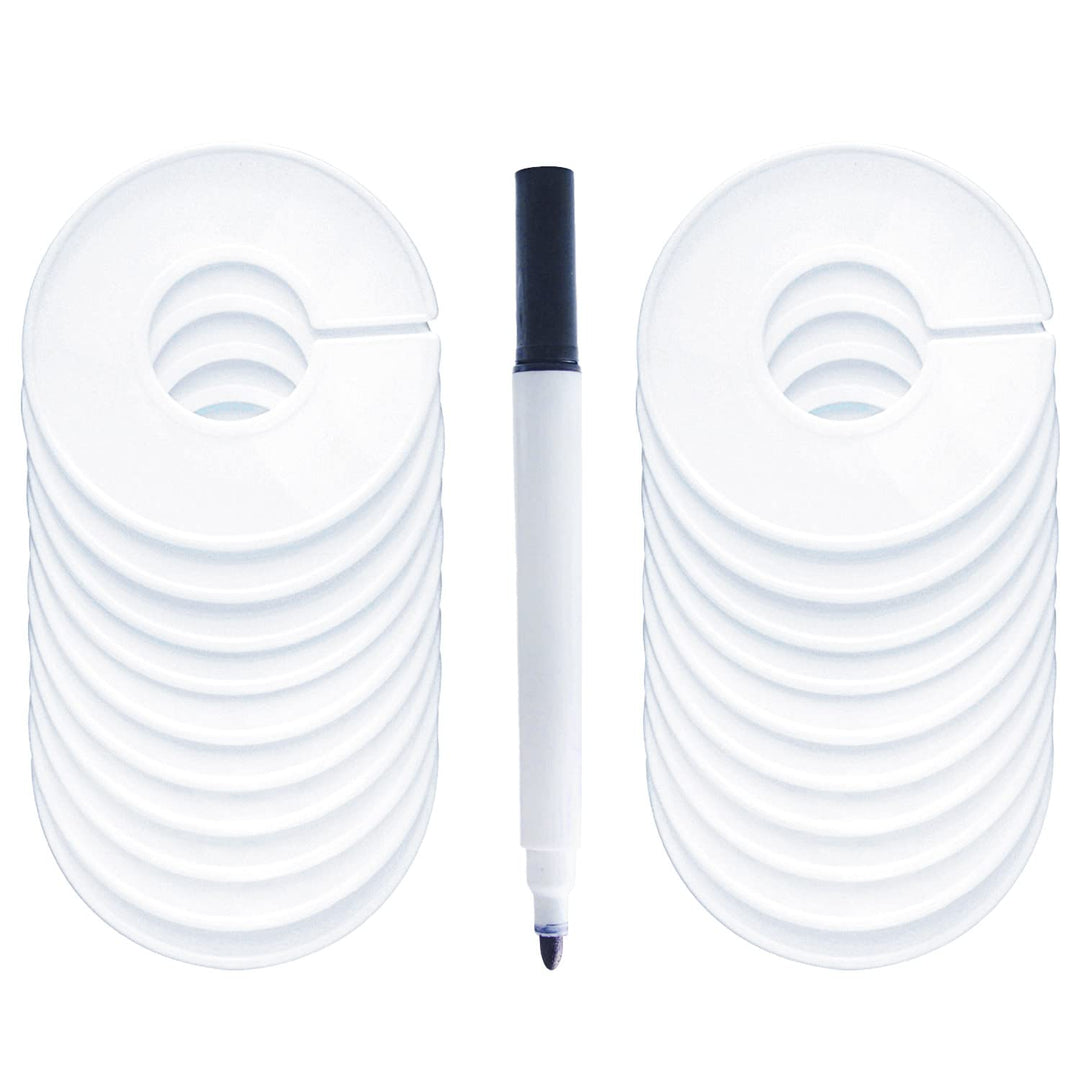 20 Pack Clothing Rack Size Dividers, Wardrobe Round Hangers Label Closet Dividers with 1 Piece Marker Pen for Clothes Organization(White, Blank)