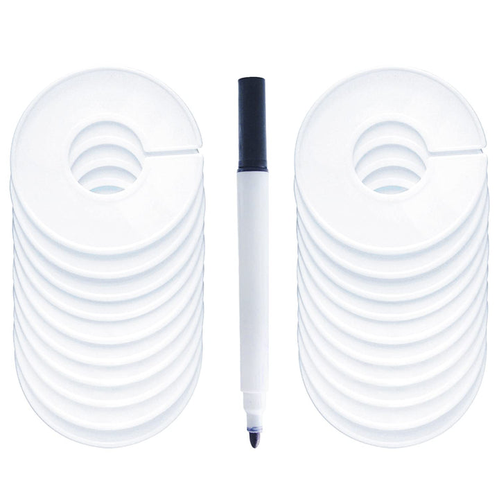 20 Pack Clothing Rack Size Dividers, Wardrobe Round Hangers Label Closet Dividers with 1 Piece Marker Pen for Clothes Organization(White, Blank)