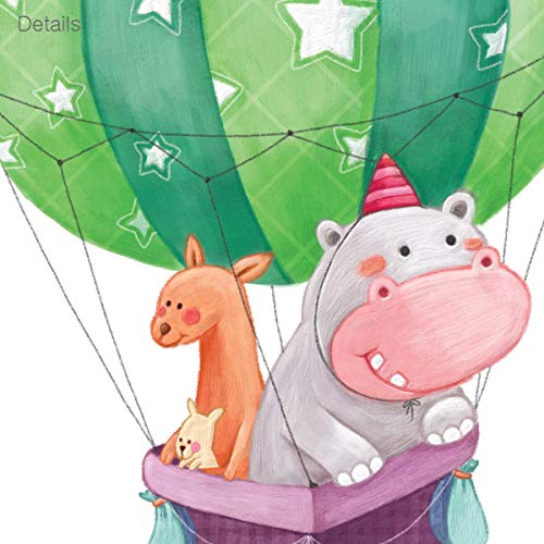 DL-1406L Large Animal Train & Hot Air Balloons Kids Wall Stickers Wall Decals Big Peel and Stick Removable Wall Stickers for Kids Nursery Bedroom Living Room (XLarge) décor