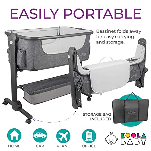 Baby Bassinet, Bedside Sleeper for Baby, Easy Folding Portable Crib with Storage Basket for Newborn, Bedside Bassinet, Comfy Mattress/Travel Bag Included (Bassinet)