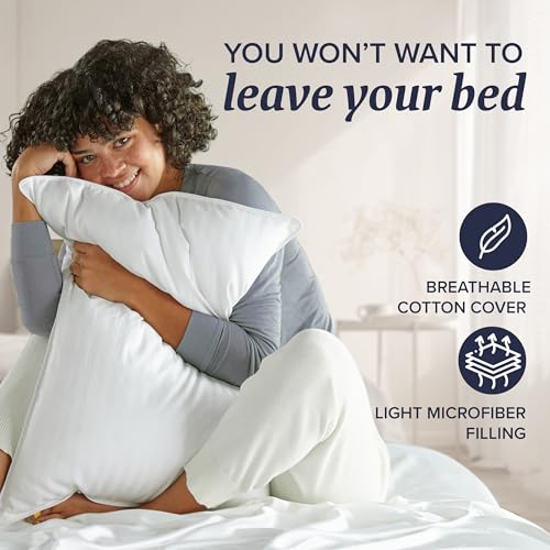 Bed Pillows Standard/Queen Size Set of 2 - Original Down Alternative Pillow for Sleeping - Bedding for Back, Stomach or Side Sleepers