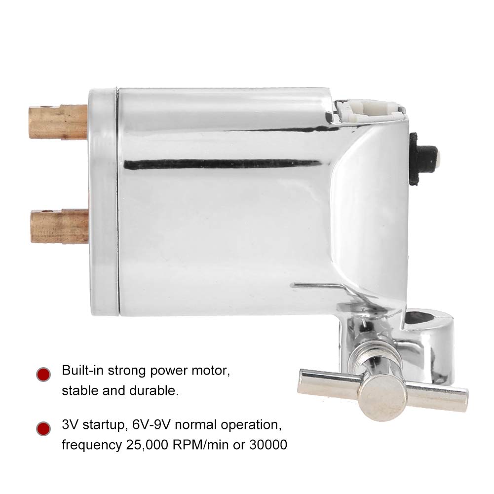 Alloy Rotary Tattoo Machine, Strong Motor Gun Liner Shader Coloring Permanent Makeup Tool Tattoo Enthusiasts Artist Acessories (Silver)