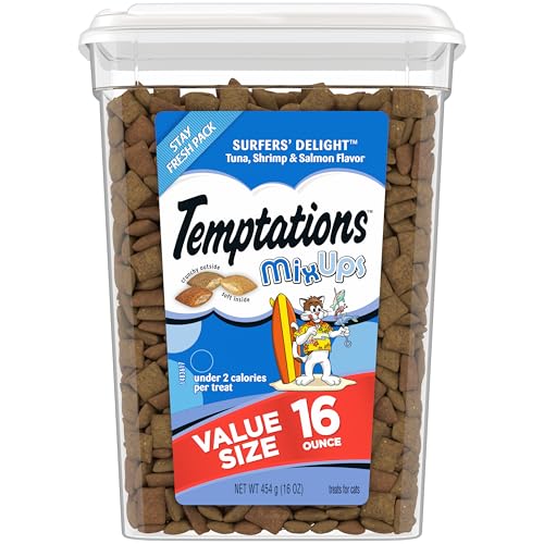 MixUps Crunchy and Soft Cat Treats Surfer's Delight Flavor, 16 oz. Tub