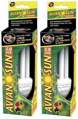 (2 Pack) Zoo Med AS-C5 Avian Sun 5.0 Compact Florescent Bulb, 26-Watt