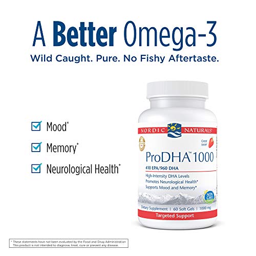 ProDHA 1000, Strawberry - 60 Soft Gels - 1660 mg Omega-3 - High-Intensity DHA Formula for Neurological Health, Mood & Memory - Non-GMO - 30 Servings