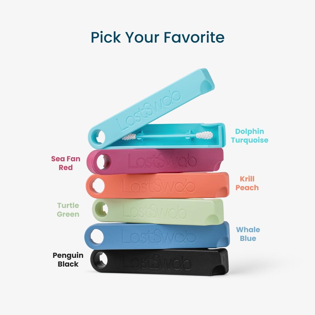 ® Reusable Cotton Swabs for Ear Cleaning - The Sustainable and Sanitary Alternative to Single-Use Q Tips - Zero Waste and Easy to Clean - Comes with a Convenient Travel Case Holder - Turquoise