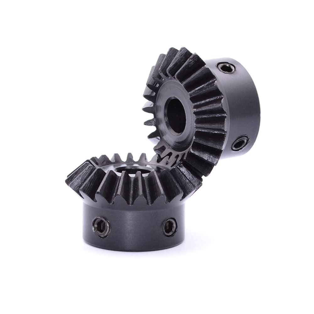 2 Pcs 1M 20 Teeth 5/6/8mm Shaft Hole Tapered Bevel Gear 1:1#45 Steel 1 Module 90 Degree Steering Gear with M3 Fixing Hole (8 mm)