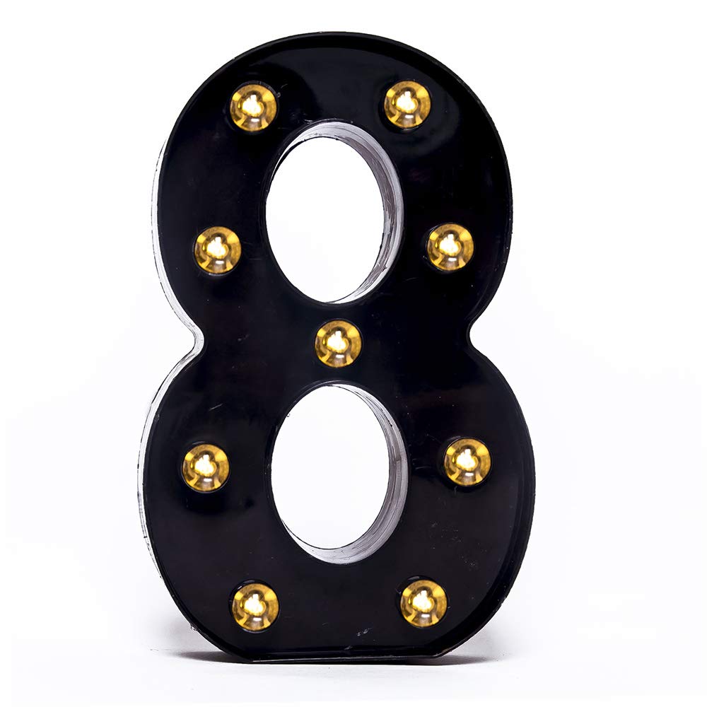 Black LED Marquee Number Lights Sign Light Up Marquee Number Lights Sign for Night Light Wedding Birthday Party Battery Powered Christmas Lamp Home Bar Decoration
