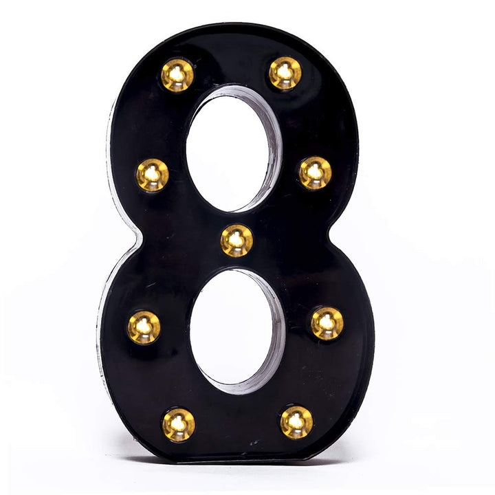 Black LED Marquee Number Lights Sign Light Up Marquee Number Lights Sign for Night Light Wedding Birthday Party Battery Powered Christmas Lamp Home Bar Decoration