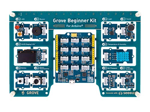 Grove Beginner Kit for Arduino, Arduino Starter Kit All-in-one for STEAM Teaching, Arduino UNO Compatible Board with 10 Sensors and 12 Projects with Free Course.