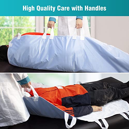 Washable Bed Pads with 8 Sturdy Handles 34”×52” Extra Large Reusable Underpads 4-Layers Leakproof Chucks Pads Washable for Incontinence (2 Pack)