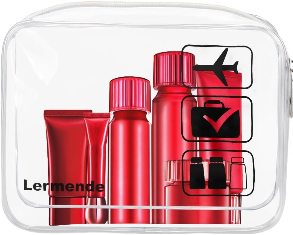 2pcs/pack Clear Toiletry Bag TSA Approved Travel Carry On Airport Airline Quart Sized 3-1-1 Compliant Bag Make-up Pouch Kit (Clear)