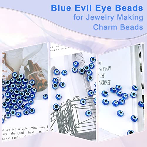 400Pcs Blue Evil Eye Beads for Jewelry Making 8mm Evil Eye Charms for Bracelet Making Handmade Resin Turkish Evil Eye Spacer Beads Charms Round Bead for Bracelets Necklace Earrings DIY Crafts