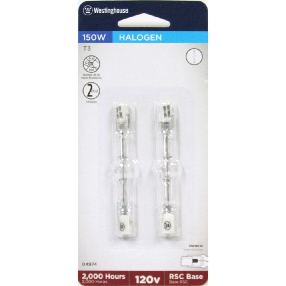 Lighting 0497400 150 Watt T3 Halogen Double-Ended Clear Light Bulb with RSC Base (2-Pack), 2 Count (Pack of 1)