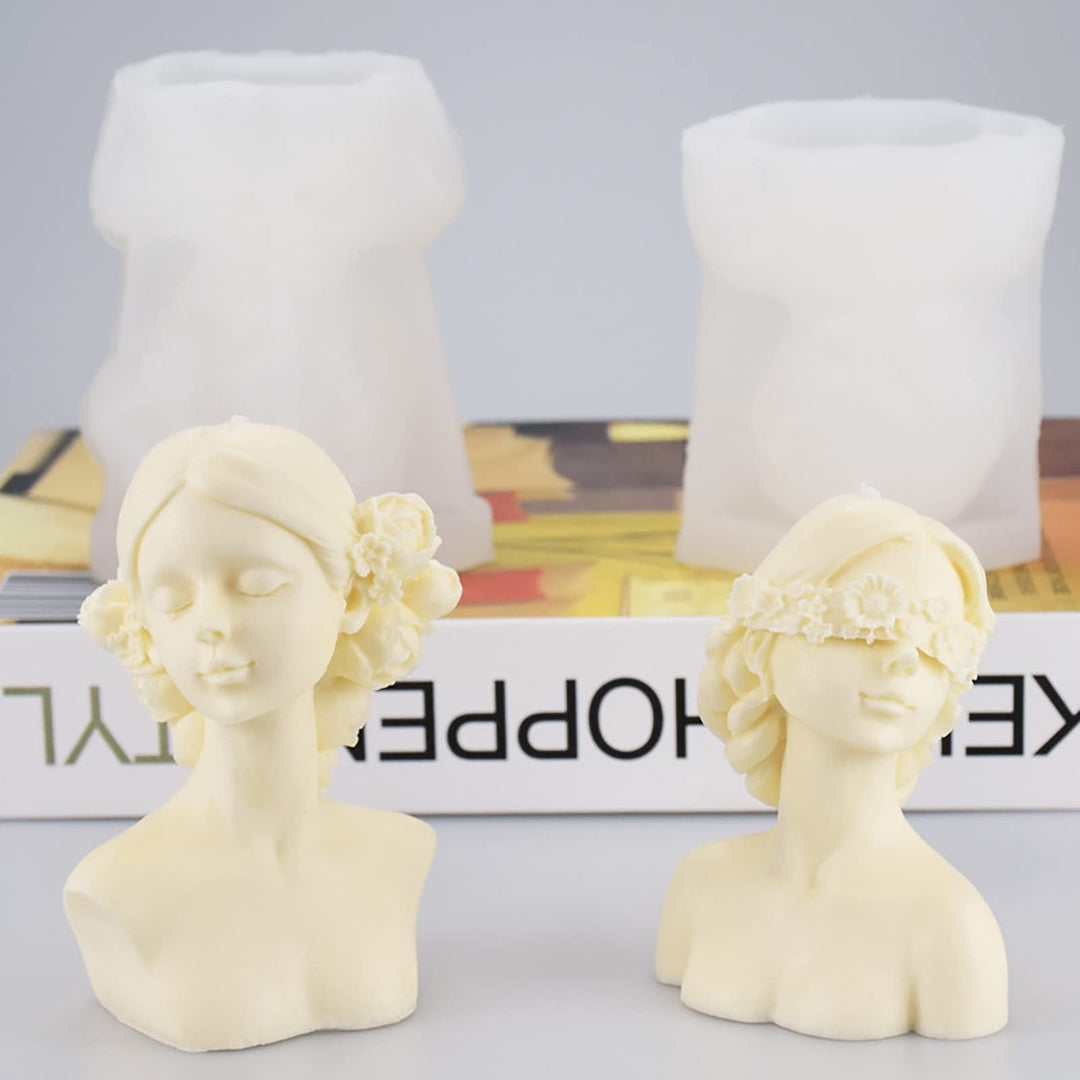 2 Pack Braid Girl Shape Portrait Candle Mold Girl Silicone Mold for Candles Body Resin Mold Portrait Silicone Mold Resin Mold DIY Aromatherapy Decoration Mold Candle Making Molds Body Mold