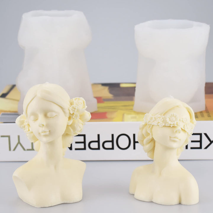 2 Pack Braid Girl Shape Portrait Candle Mold Girl Silicone Mold for Candles Body Resin Mold Portrait Silicone Mold Resin Mold DIY Aromatherapy Decoration Mold Candle Making Molds Body Mold