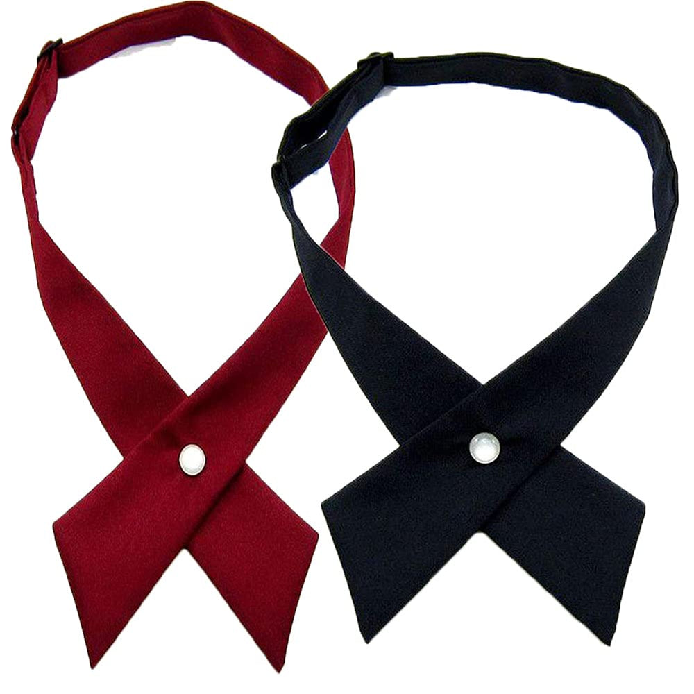 2 Pcs Cross Tie Work Tie Adjustable School Uniform Business Bow Tie Perfect for Party Shirt Accessories for Women or Girls