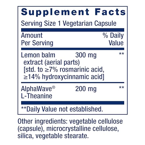Enhanced Stress Relief, Lemon Balm Extract, L-theanine, decompress with This Supplement for Stress, Gluten-Free, Non-GMO, Vegetarian, 30 Capsules